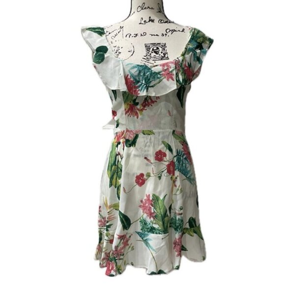 REFORMATION DRESS PERLA RUFFLE SCOOP NECK TROPICAL FLORAL SZ 4 AESTHETIC CHIC - Picture 4 of 16